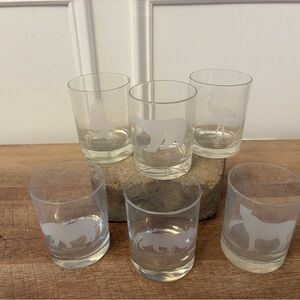 6 Vintage Georg Jensen Cocktail Whiskey Rocks Glasses Endangered Etched Animal